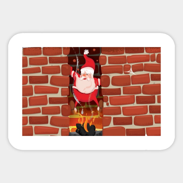 Santa Stuck up a chimney Sticker by nickemporium1